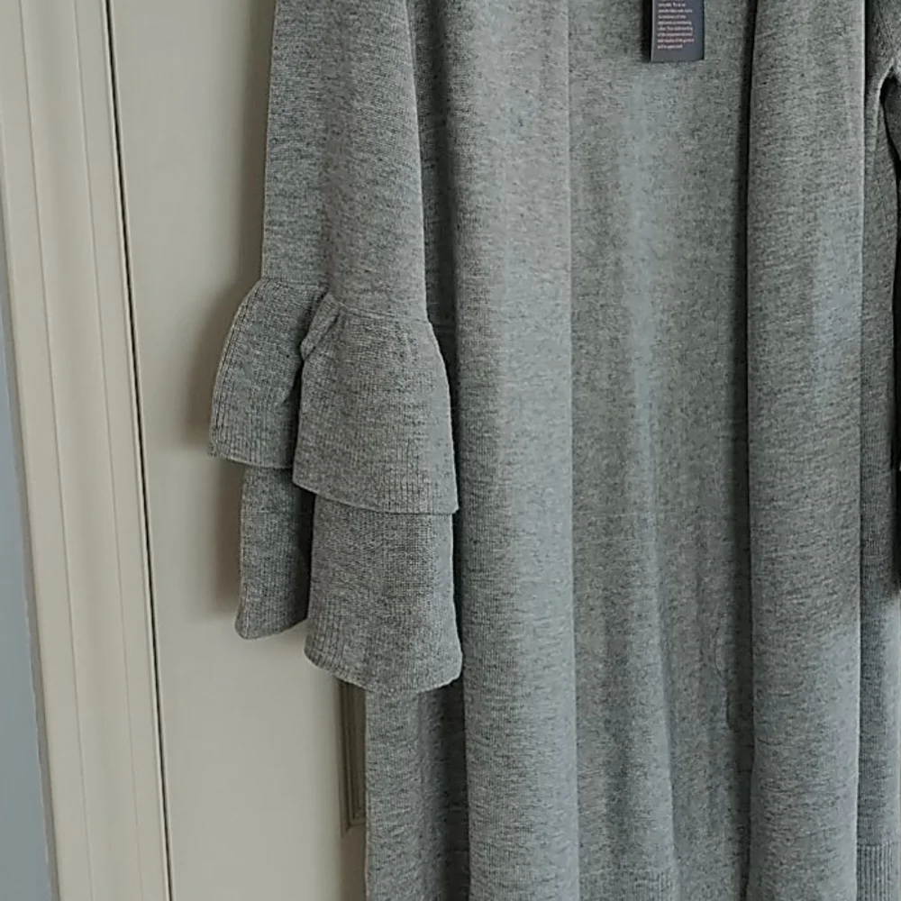 Metric, Heather Grey Cardigan w Bell Sleeves, Sz L - Picture 2 of 12